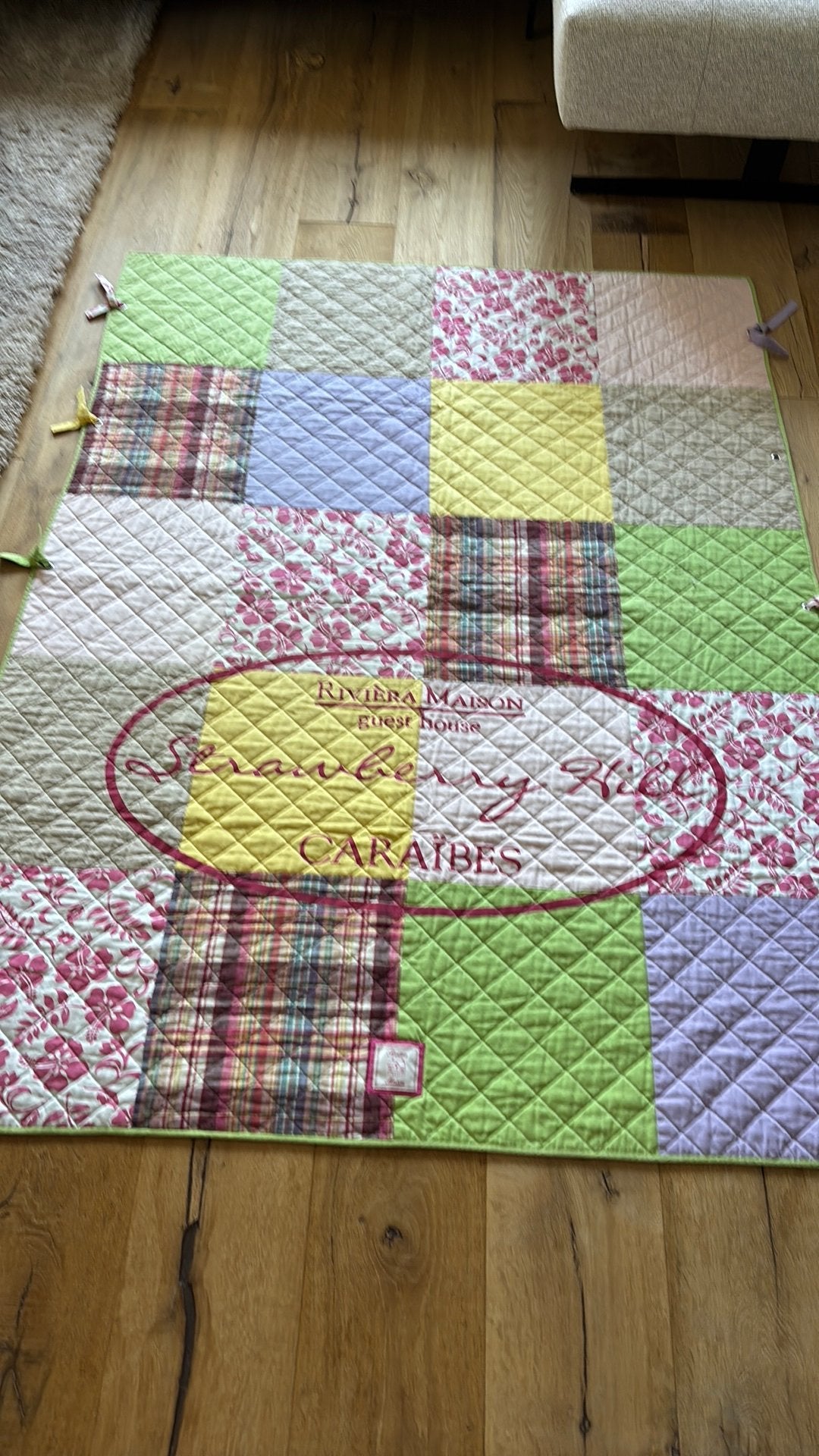 Riviera Maison grote patchwork deken B 140/ L 185, Huis en Inrichting, Overige kleuren, Woondeken, Verzenden, 185 cm