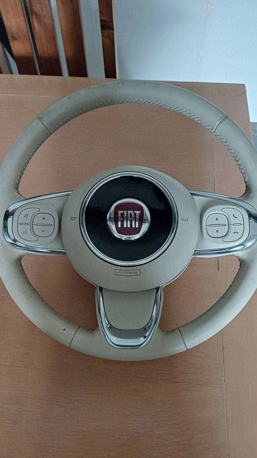 Fiat 500 Stuurwiel - Beige Leer - Goede Staat, Auto-onderdelen, Ophalen of Verzenden
