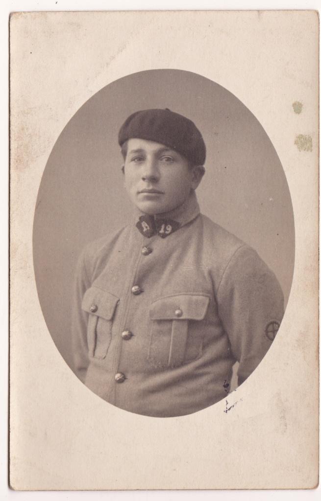 Antieke Foto Franse Tank Soldaat AS 19 WW1, Verzenden, Landmacht, Overige gebieden, Embleem of Badge