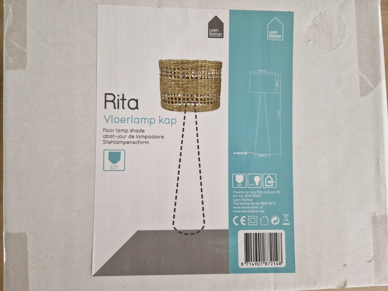 Nieuw! Rita Leen Bakker vloerlamp kap!, Natuurlijk materiaal, Beige, Rond, Nieuw