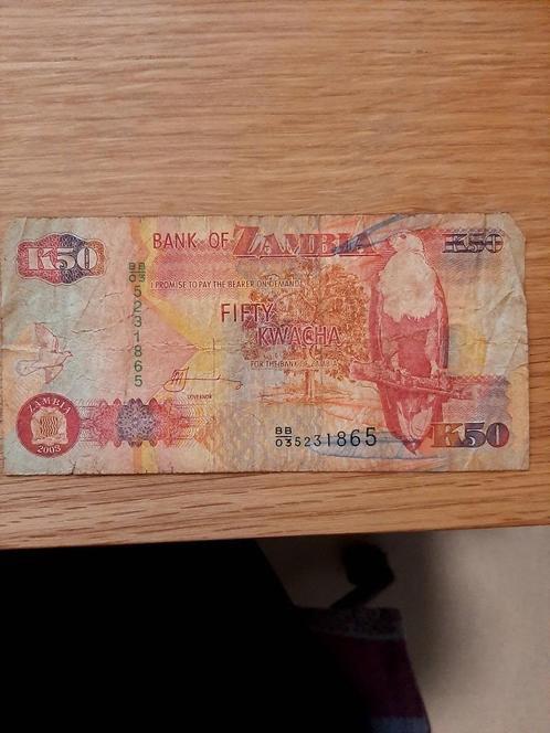 Bankbiljet Zambia 50 Kwacha vogel, Postzegels en Munten, Bankbiljetten | Afrika, Verzenden, Zambia, Los biljet