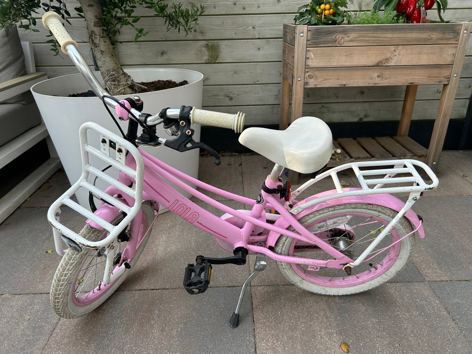Stevige meisjes fiets Lola 16 inch, Ophalen, Gebruikt, Terugtraprem, 16 tot 20 inch