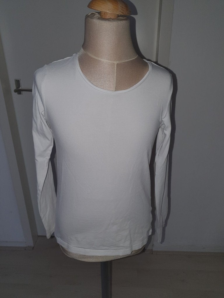 Wit longsleeve shirt voor kinderen maat 134, Kinderen en Baby's, Kinderkleding | Maat 134, Gebruikt, Meisje, Ophalen of Verzenden