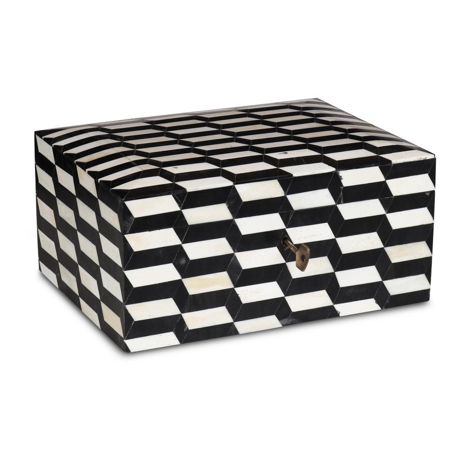 Kistje Perugia wit/zwart - Bone Inlay, Overige materialen, Minder dan 50 cm, Nieuw, Minder dan 50 cm