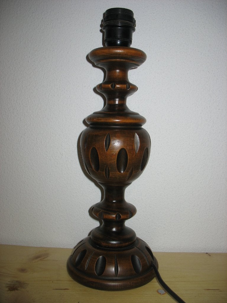 Vintage Houten Lampenvoet Klassiek  Sfeervol Zolderopruiming, Overige merken, Met schakelaar, Zo goed als nieuw, 37 cm