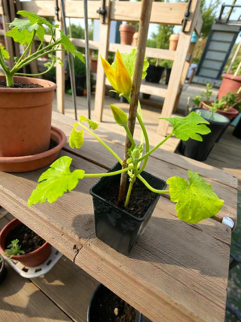 Sterke biologische courgetteplantjes voor de moestuin, Ophalen, Eenjarig, Groenteplanten, Volle zon