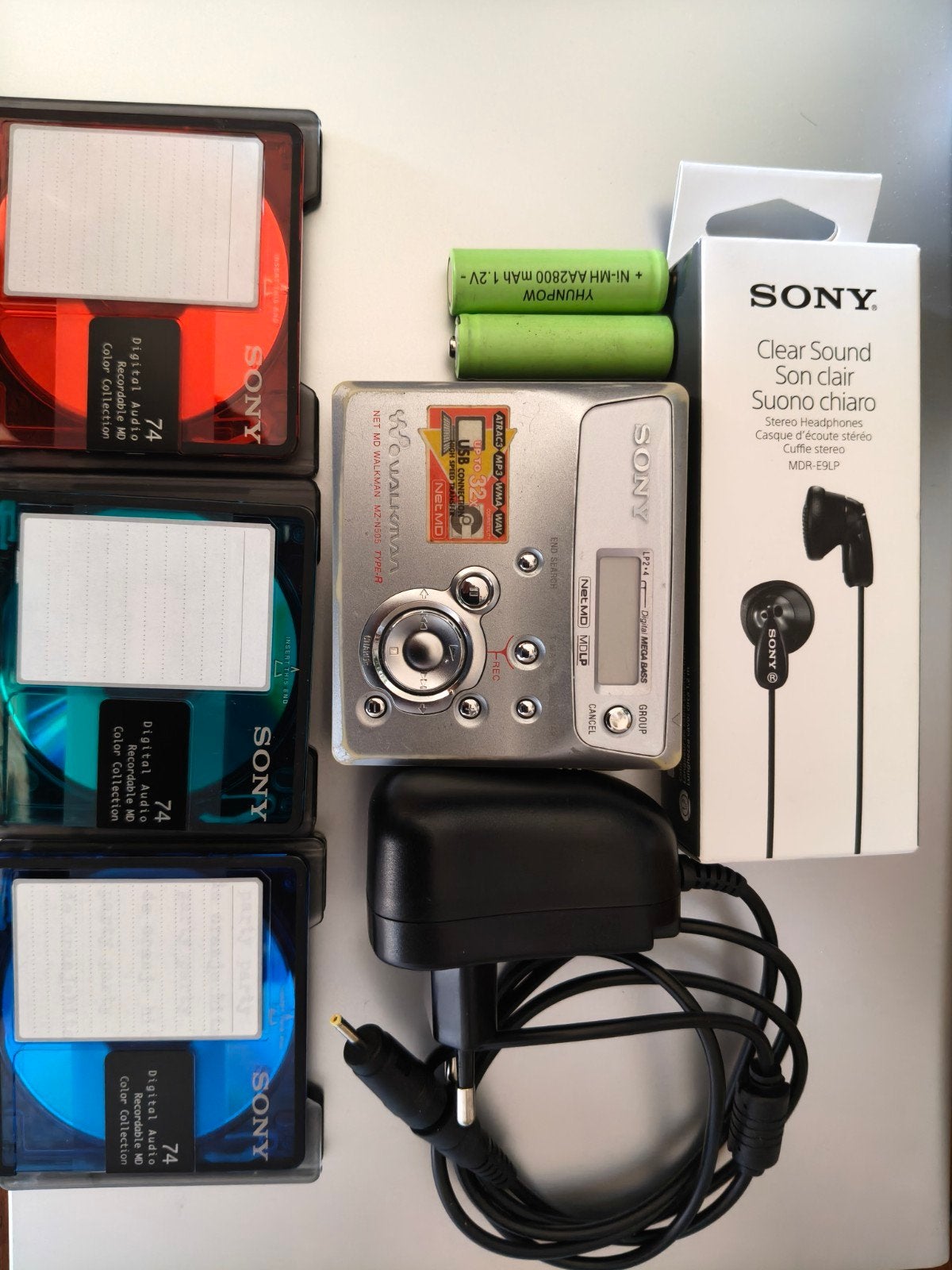 Sony MZ-N505 NETMD Minidisc Recorder met accessoires, Ophalen of Verzenden, Minidisc-recorder