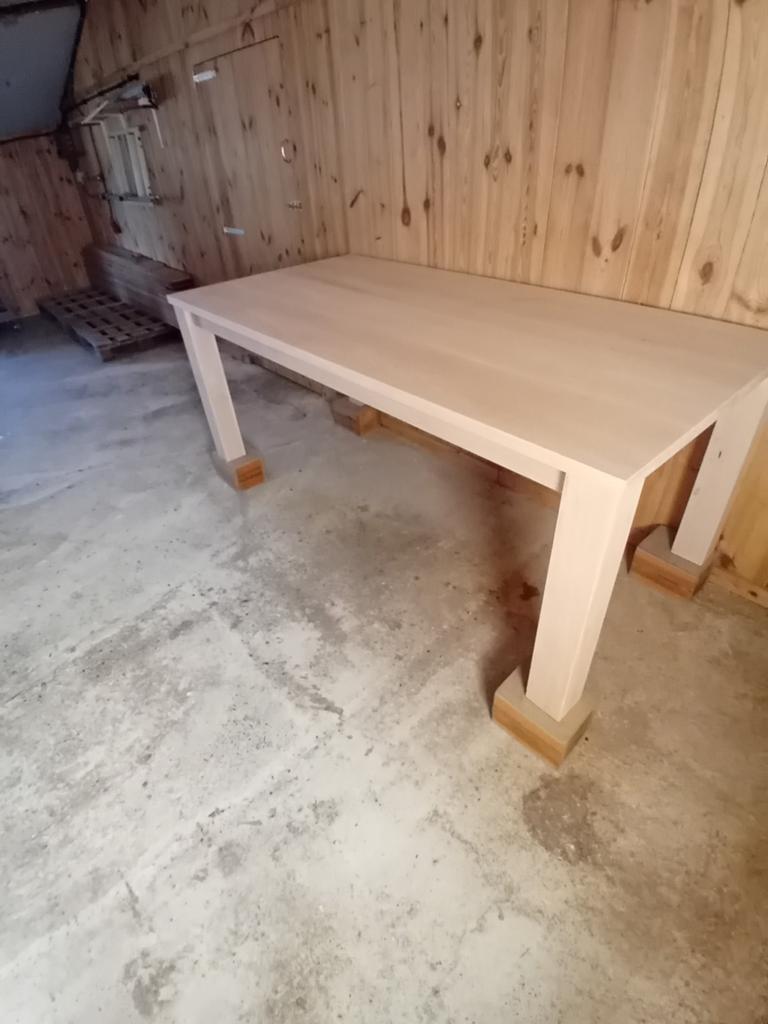 Tafel 200 x 100 essen hout nieuw onbehandeld, Huis en Inrichting, Ophalen, Strak, Gebruikt, 200 cm of meer