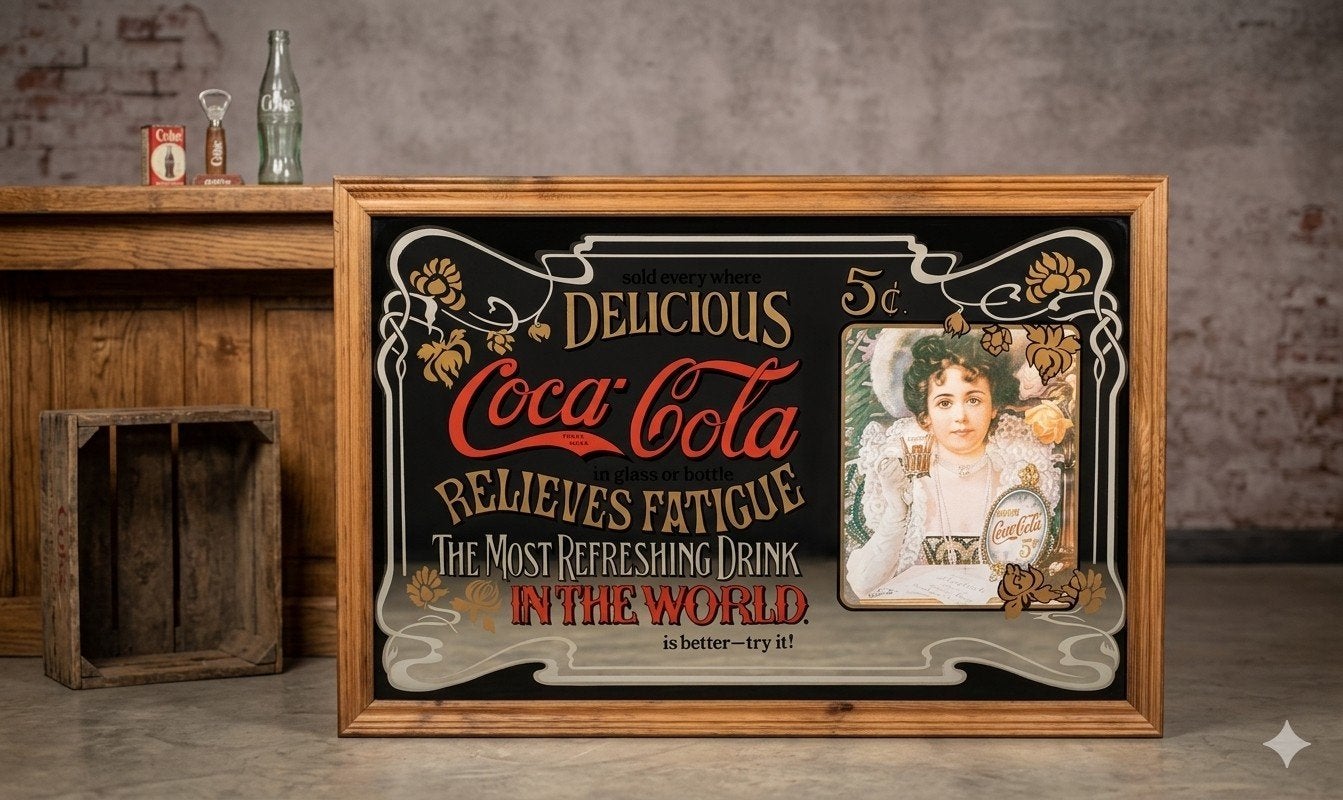 Vintage Coca-Cola Spiegel / Wanddecoratie - 88x58 cm, Ophalen, Zo goed als nieuw, 75 tot 100 cm, Minder dan 100 cm