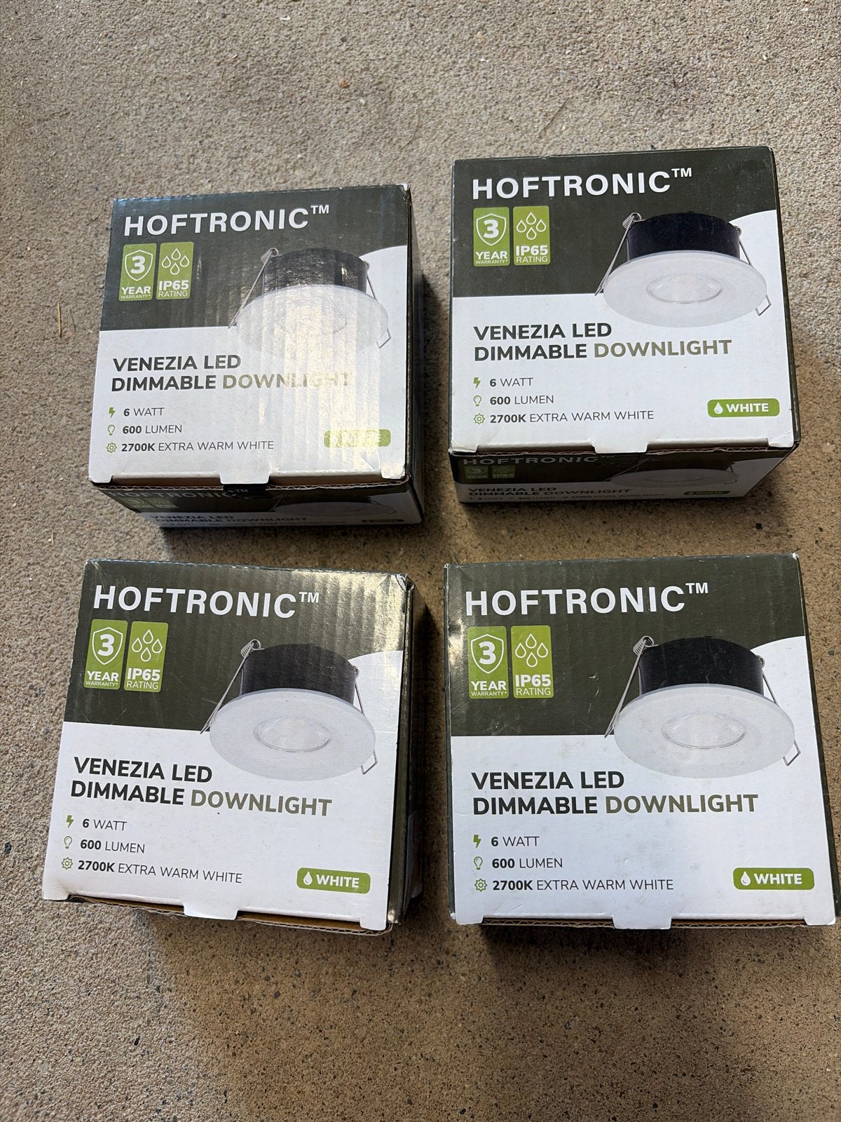 4x Hoftronic Venezia LED Dimbare Downlight 6W 2700K Wit, Wit, Overige merken, Nieuw, Ophalen of Verzenden