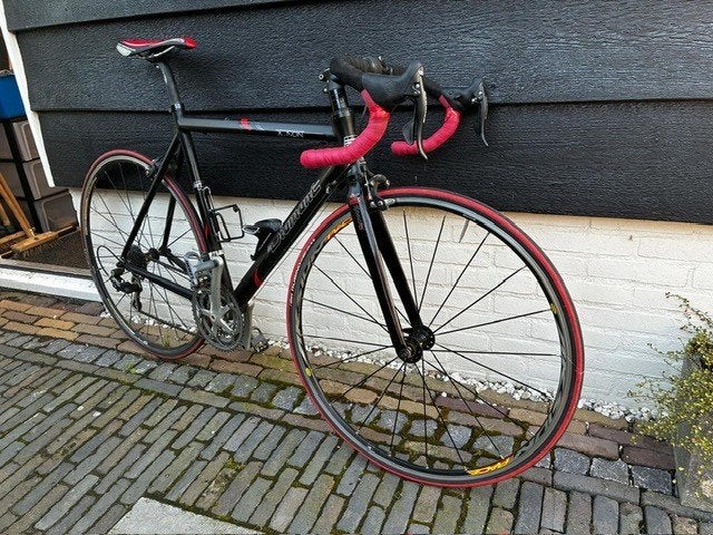 Racefiets Rood/zwart maat:52 met pedalen., 28 inch, Gebruikt, Velgrem, 49 tot 53 cm