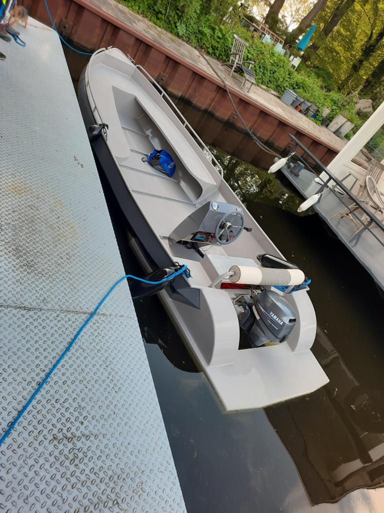Sloep grachtenboot console 9.9 high trust yamaha, Watersport en Boten, Ophalen, Overige merken, Gebruikt, Buitenboordmotor