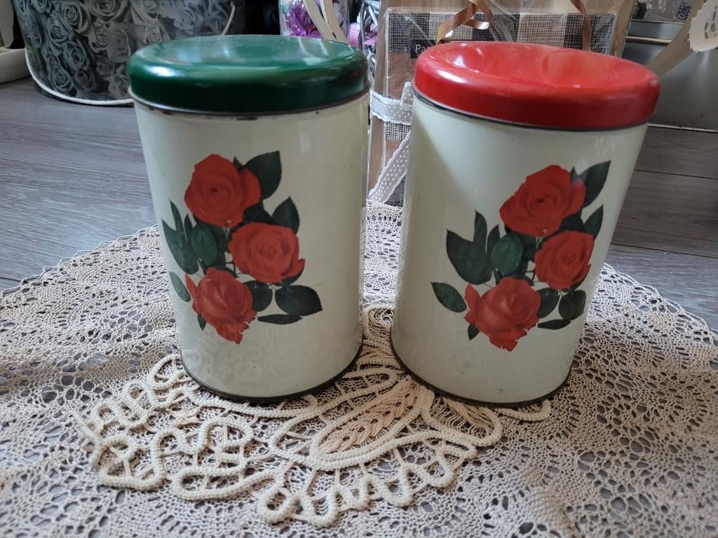 Brocante blikken sfeervolle rozen, Ophalen of Verzenden