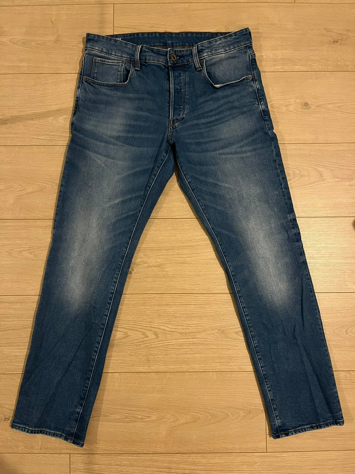 G- star RAW 3301 STRAIGHT broek jeans W33 L32 Z.G.A.N., Ophalen of Verzenden, Zo goed als nieuw, Blauw, W33 - W34 (confectie 48/50)