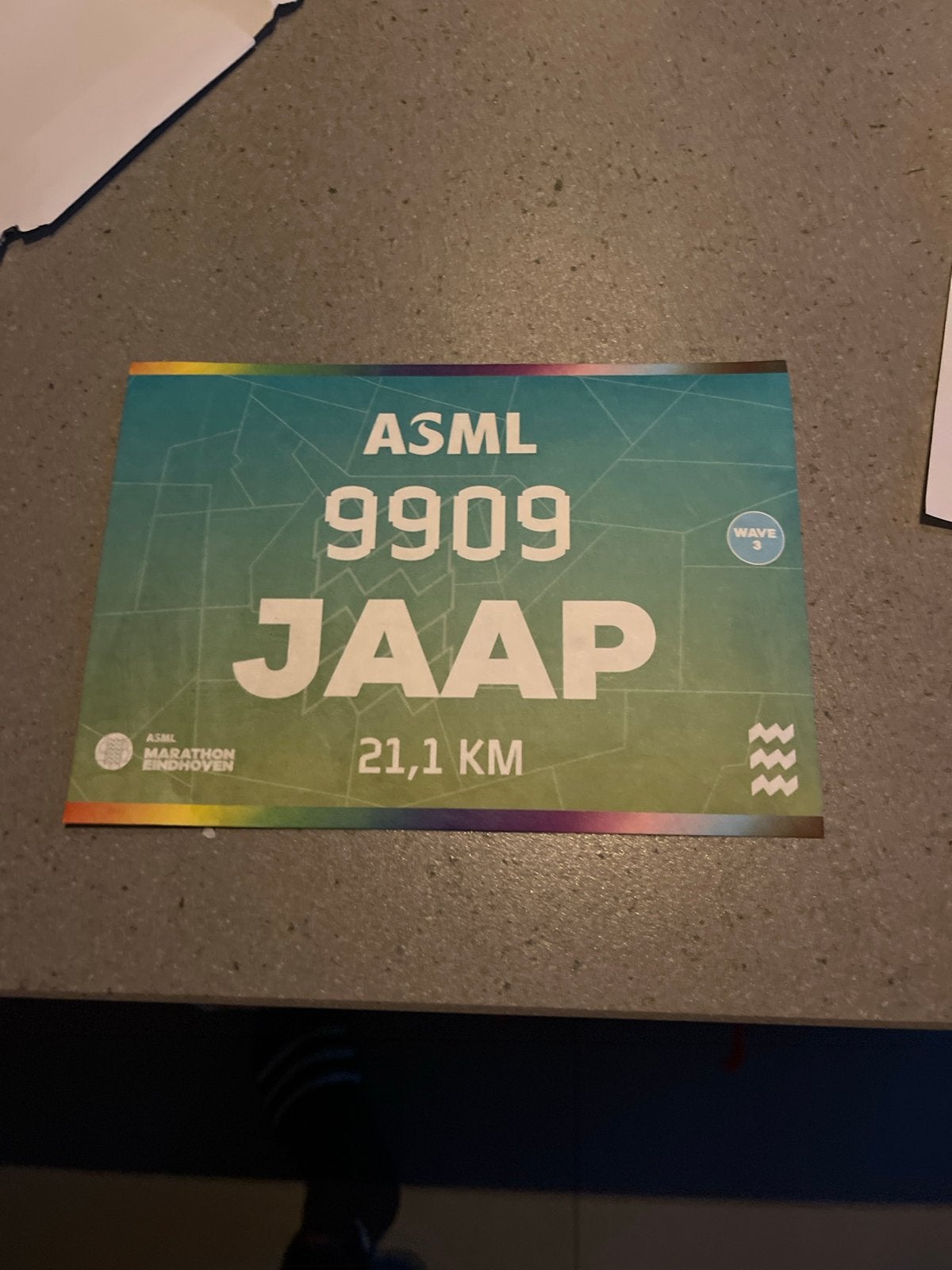 Startbewijs halve marathon Eindhoven, Eén persoon, Oktober