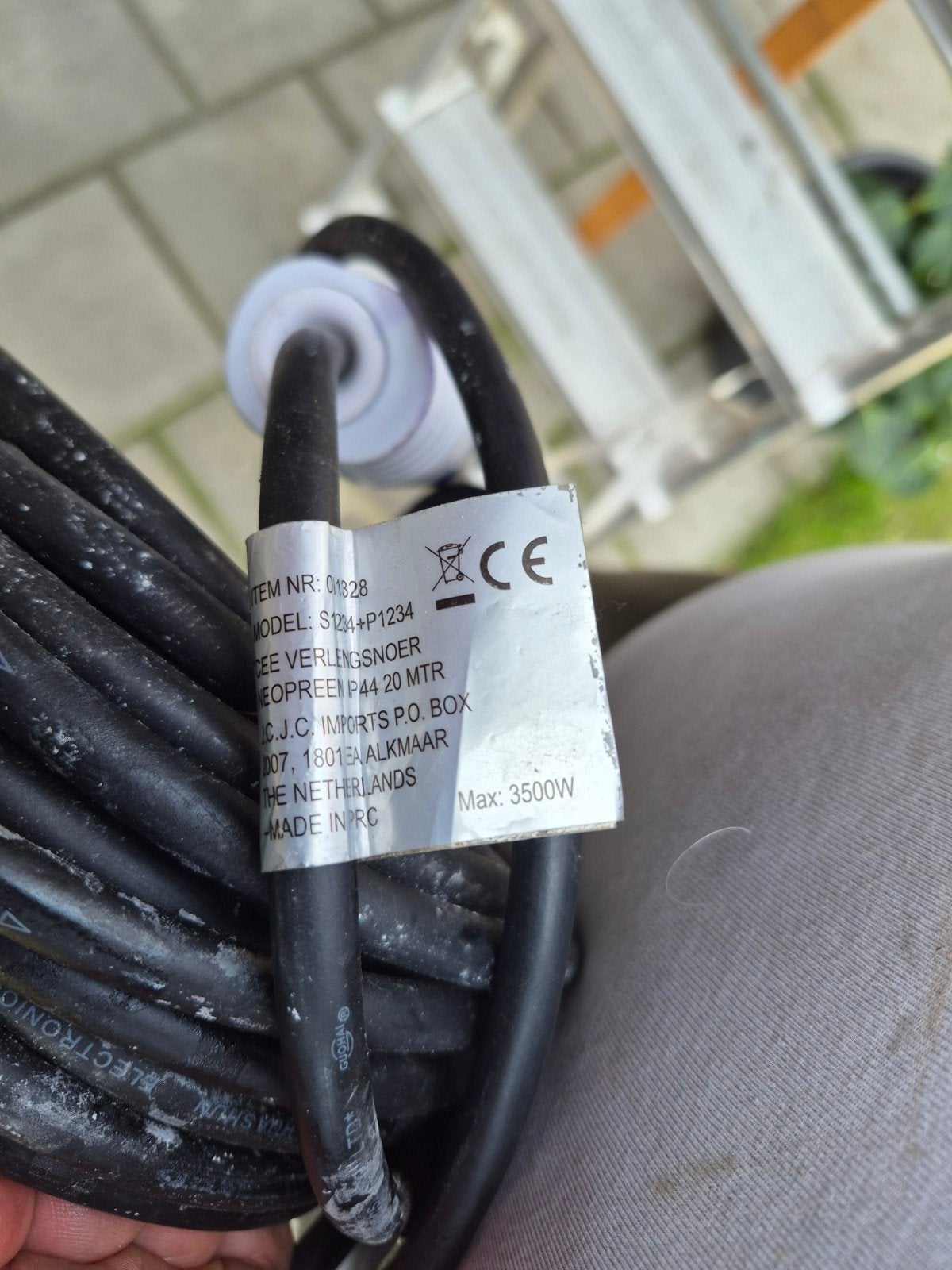 Verlengsnoer 20 meter - Max 3500W, Ophalen of Verzenden, Gebruikt, Kabel of Snoer