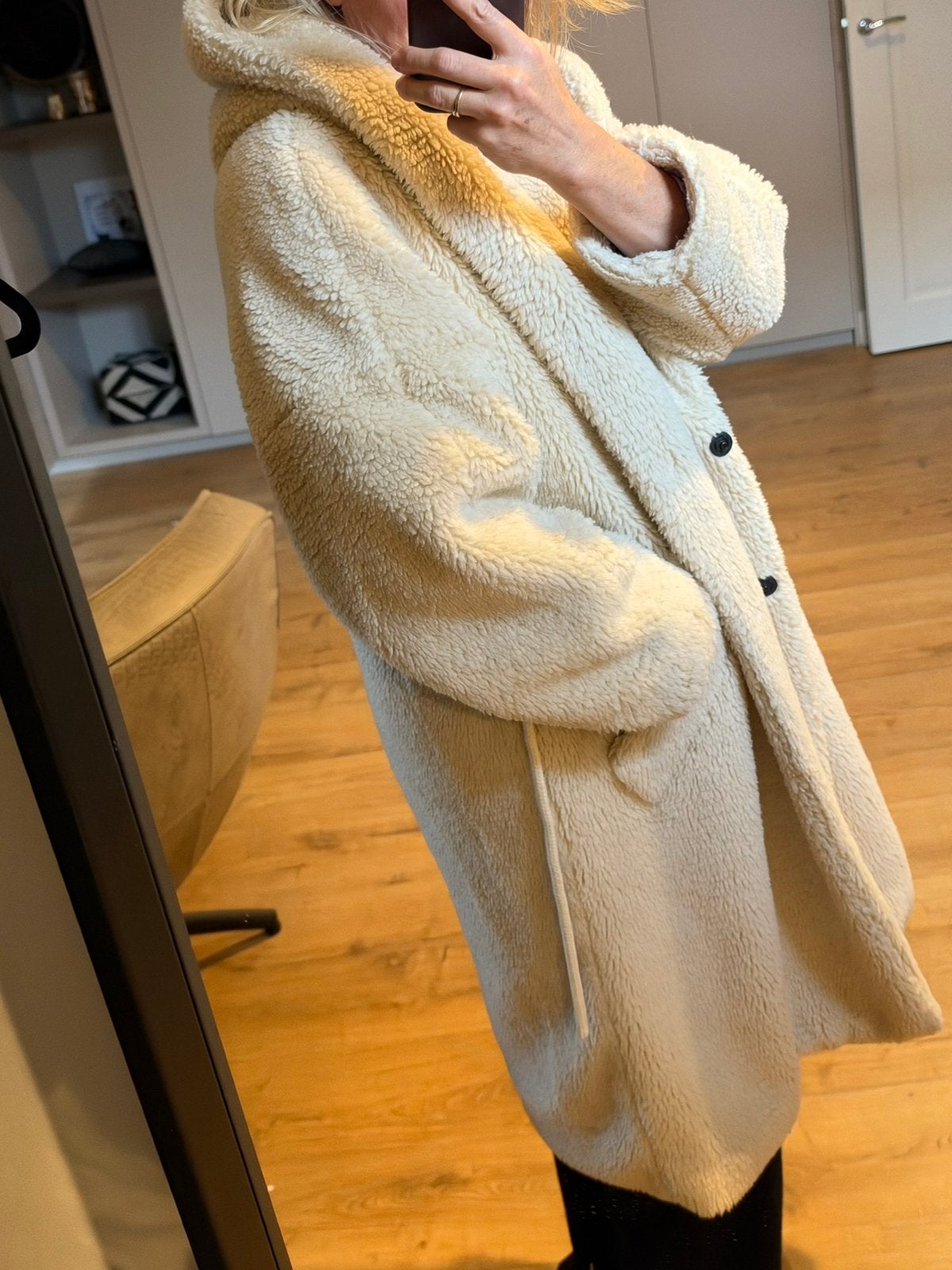 il Cappottino teddy coat crème IT maat 40, Ophalen of Verzenden, Zo goed als nieuw, Maat 38/40 (M), Beige