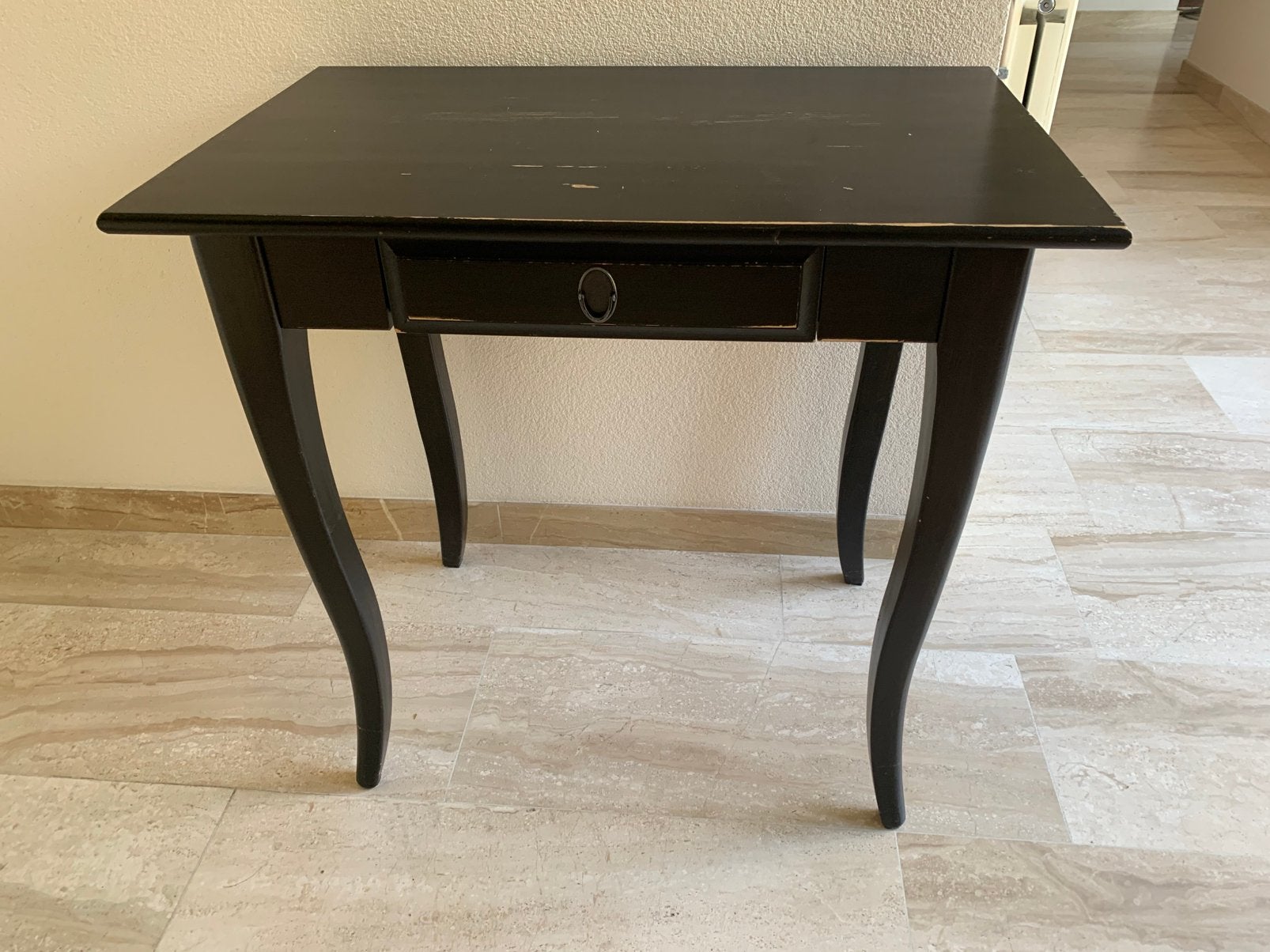 Mooi zwart tafeltje met lade, Huis en Inrichting, Tafels | Sidetables, Ophalen, Gebruikt, 50 tot 100 cm, 25 tot 50 cm
