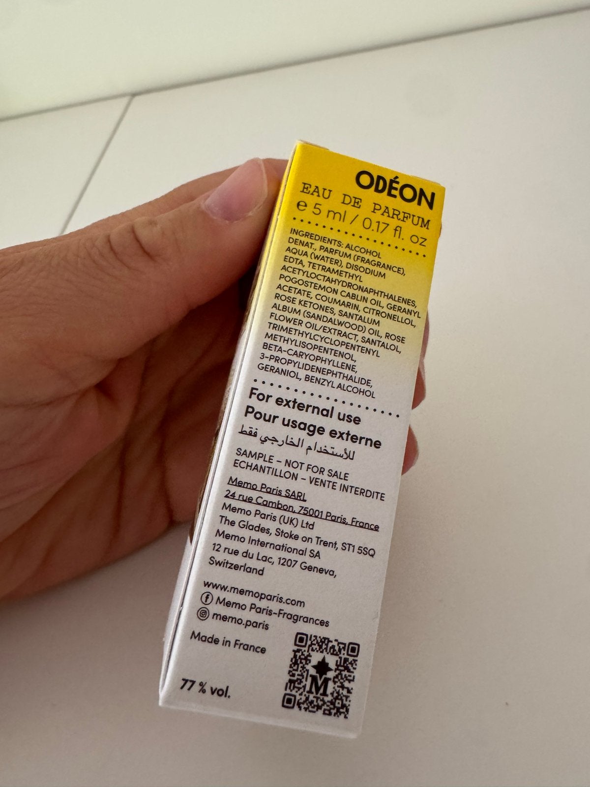 Memo Paris Odéon Eau de Parfum - 5 ml sample, Ophalen of Verzenden, Nieuw