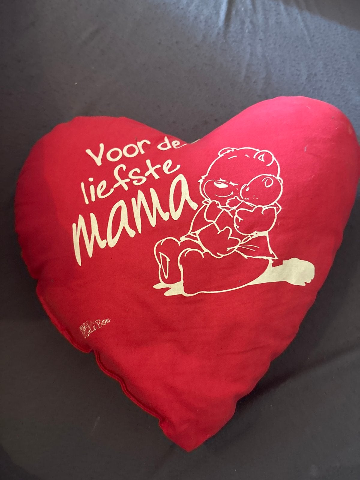 Hartvormig kussen 'Voor de liefste mama', Ophalen of Verzenden, Gebruikt, Rood, Textiel