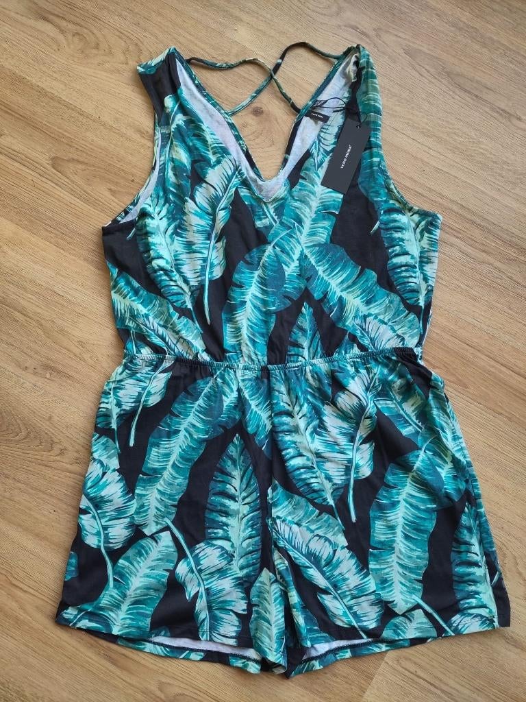 Playsuit met bladprint van VERO MODA, Vero Moda, Zwart, Maat 46/48 (XL) of groter, Ophalen of Verzenden