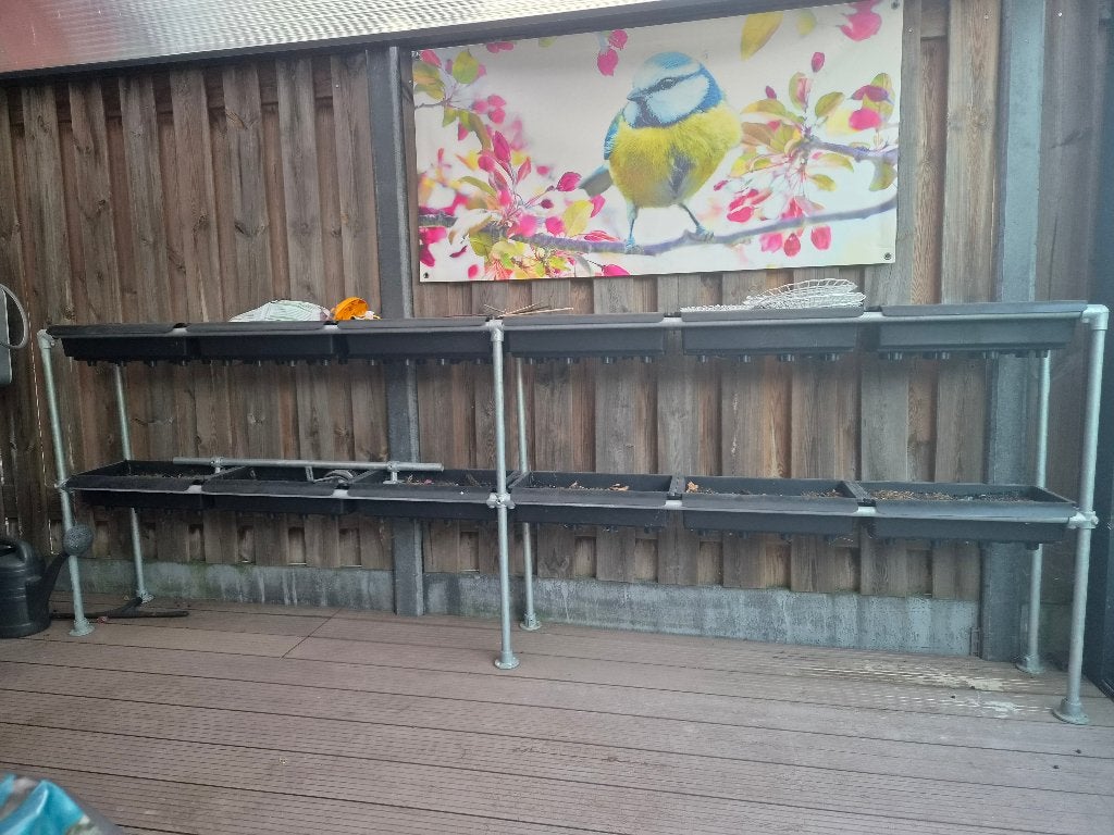 Kweekstallage met steigerbuizen voor aardbeien/kruiden, Ophalen, 100 cm of meer, Zo goed als nieuw, Balkon