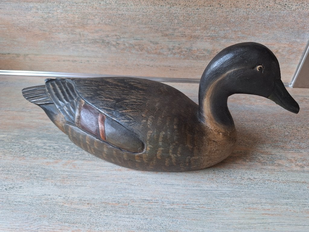 Vintage Houten Eend Decoy - Handgesneden en Geschilderd, Ophalen, Houtsnijwerk, 20 - 50 cm, Hout