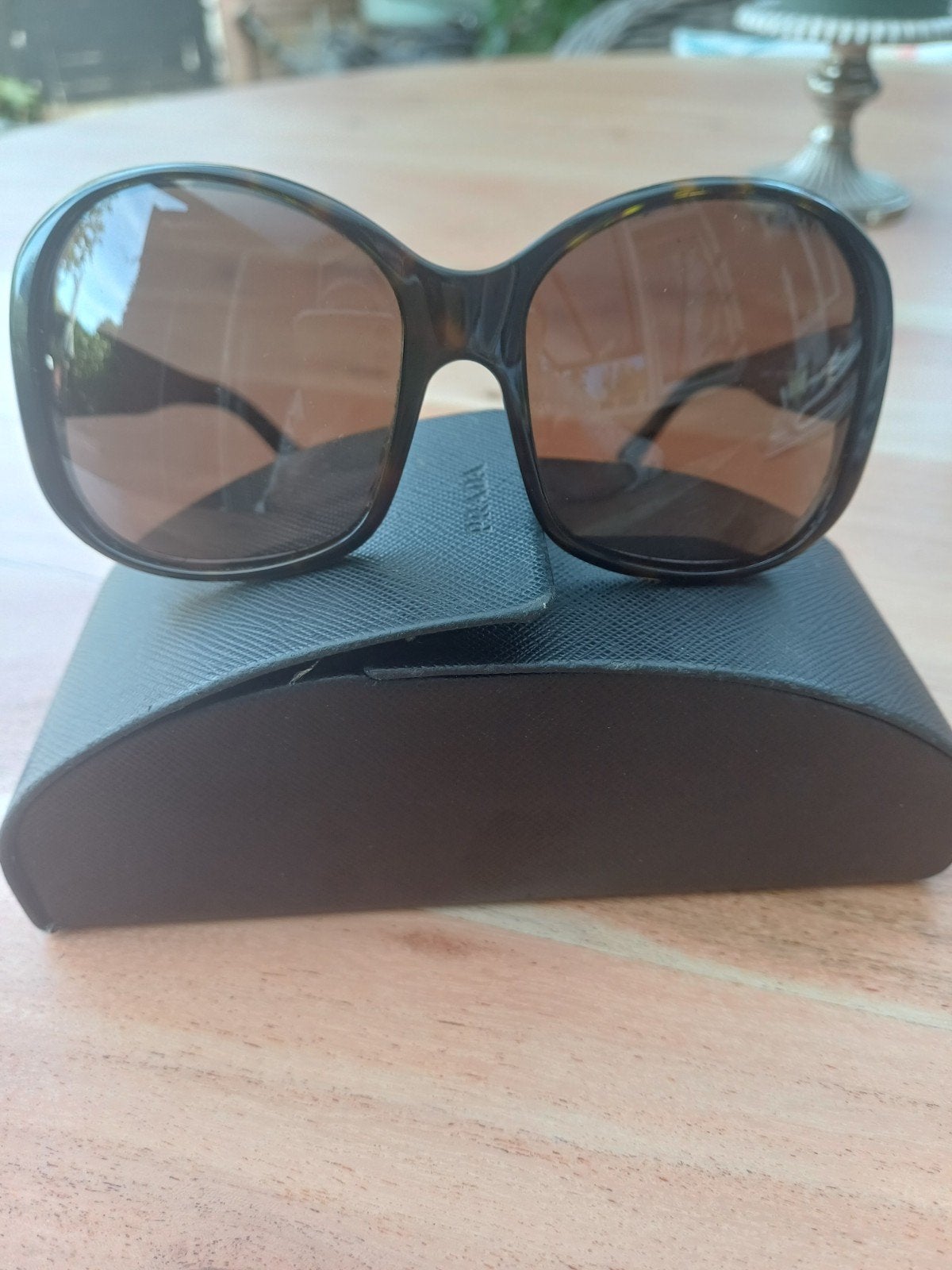 Originele vintage Prada SPR 03M Design zonnebril (Full set), Ophalen of Verzenden, Zo goed als nieuw, Bruin, Prada