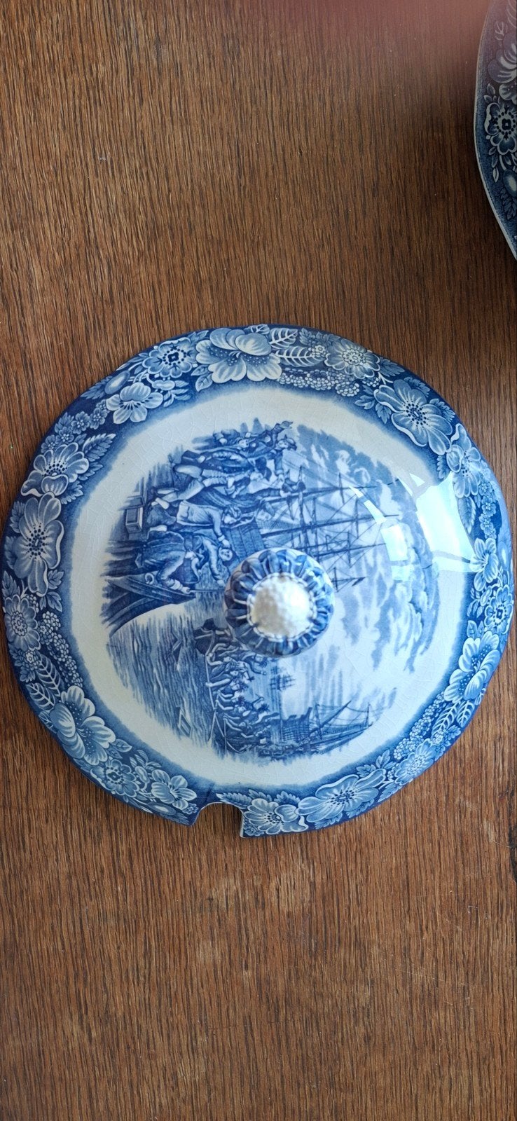 Blauwe oude soepterrine, Antiek en Kunst, Ophalen of Verzenden