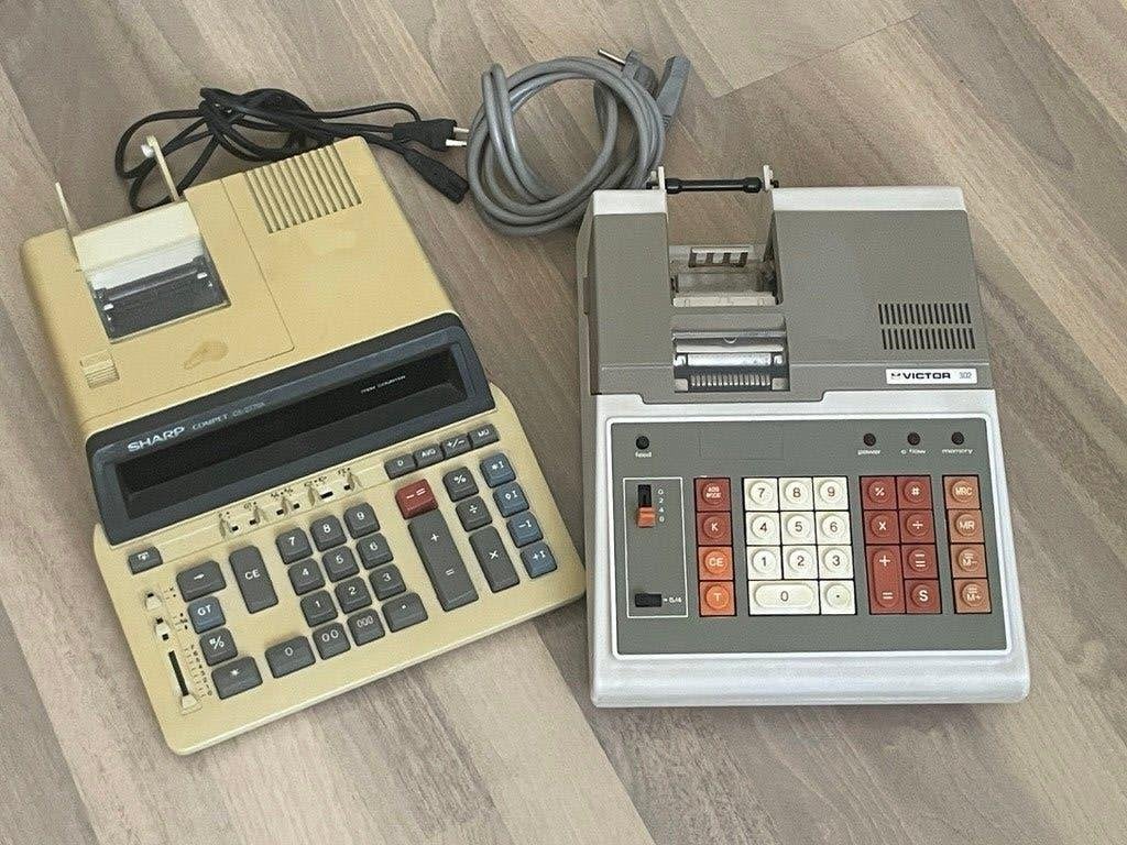 Victor 302 & Sharp Compet CS-2770A rekenmachine comptometer, Antiek en Kunst, Ophalen of Verzenden