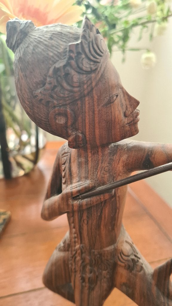 Indonesische krijger met neushoorn , Bali, Antiek en Kunst, Hout, Bruin, Verzenden, Indonesië