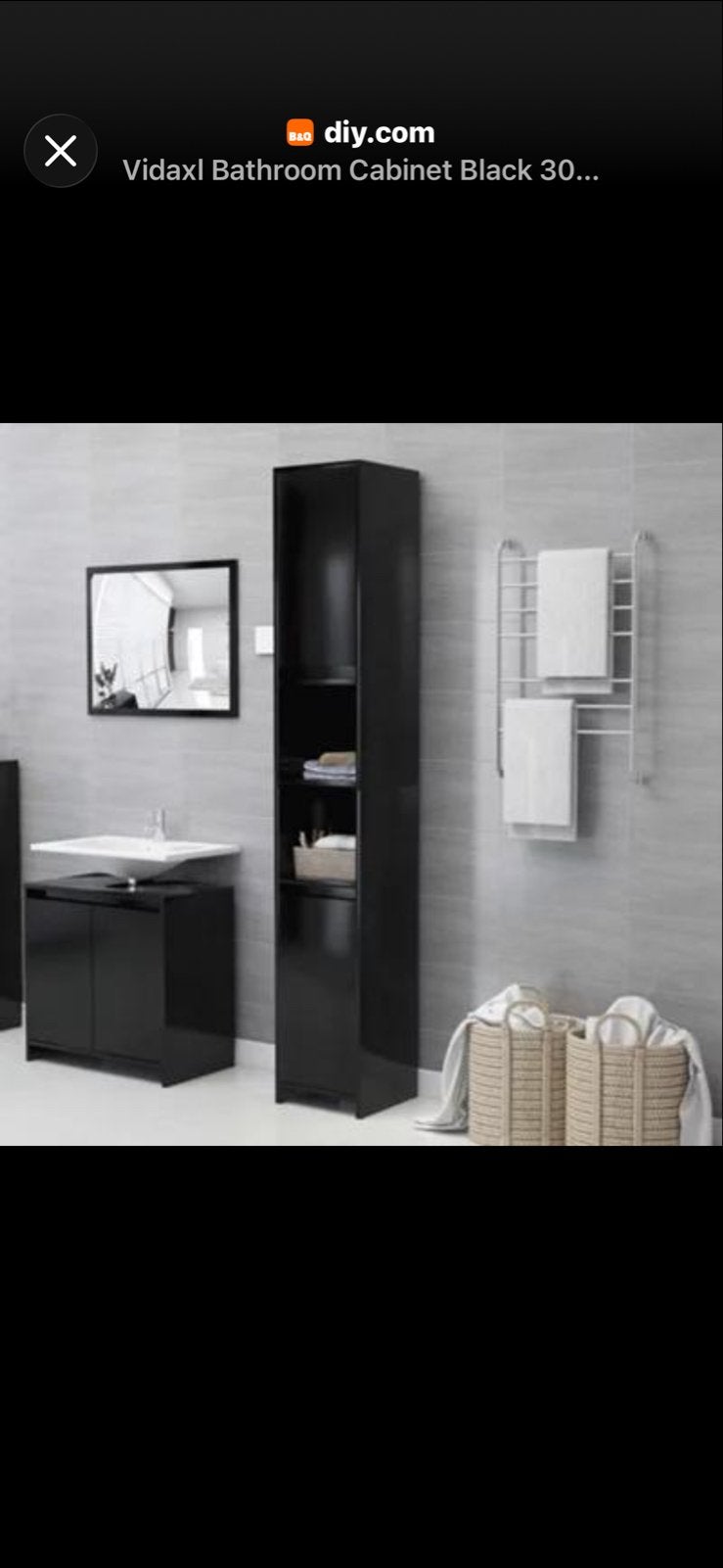 Vidaxl Badkamerkast Zwart 30x30x183,5 cm nieuw, Huis en Inrichting, Badkamer | Badkamermeubels, Ophalen, (Half)hoge kast, Minder dan 50 cm