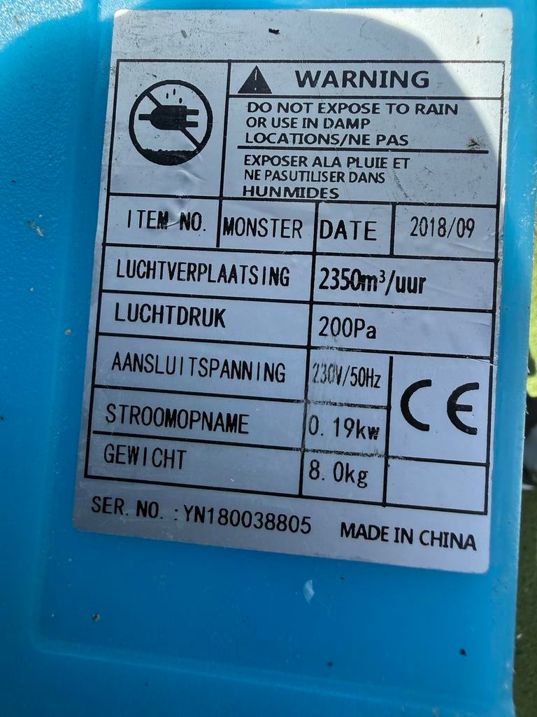 Dryfast DF2500 Luchtbehandeling Ventilator, Ophalen of Verzenden, Gebruikt, Overige
