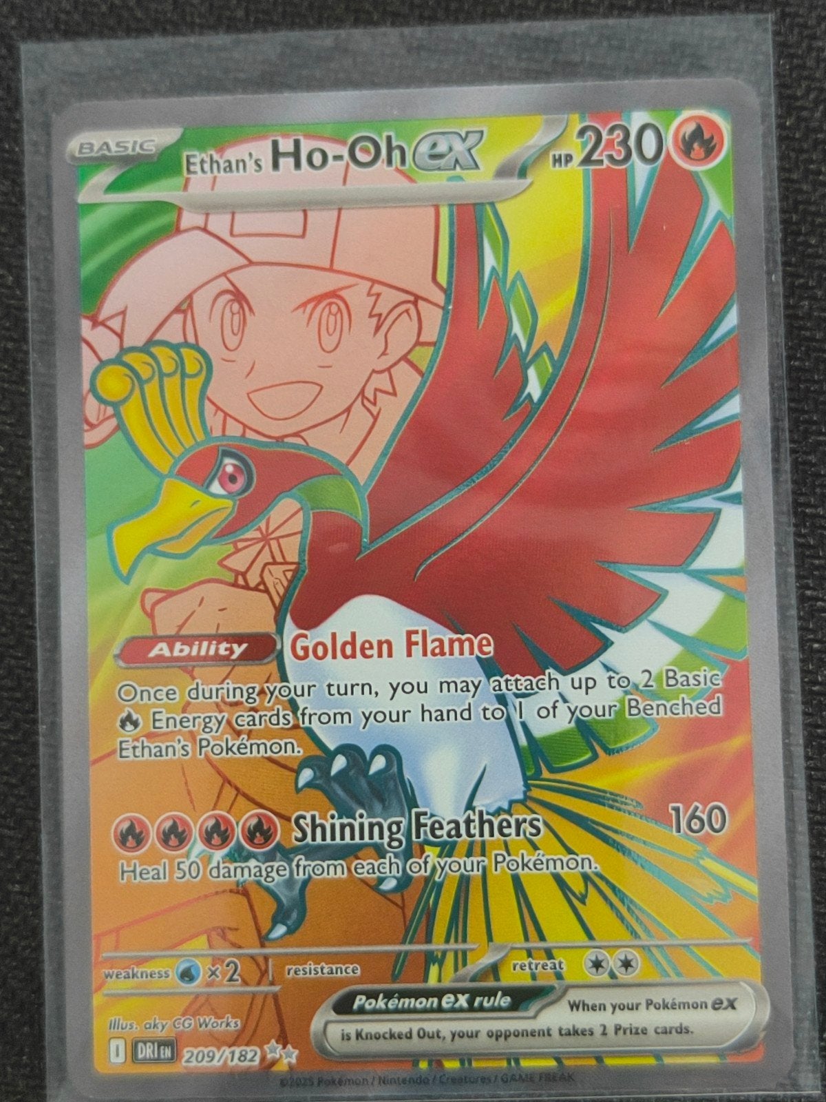 Pokemon Kaart Ho-Oh EX DRI 209/182 NM, Ophalen of Verzenden, Zo goed als nieuw, Losse kaart, Foil