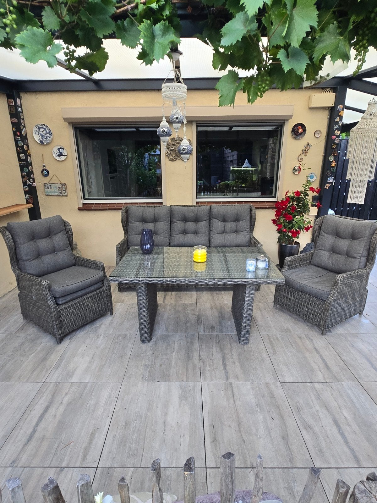 Loungeset Ibiza met verstelbare rugleuningen en kussens, 4 zitplaatsen, Gebruikt, Ophalen of Verzenden, Loungeset