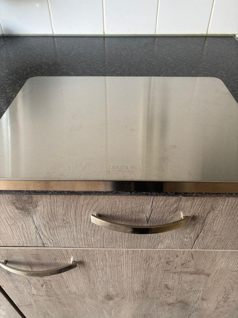 RVS Snijplank met Rand en 5 Deegschrapers, Onbekend adres, 1234 AB Stad, Snij-/serveerplank, Maison Cuisine, Ophalen of Verzenden