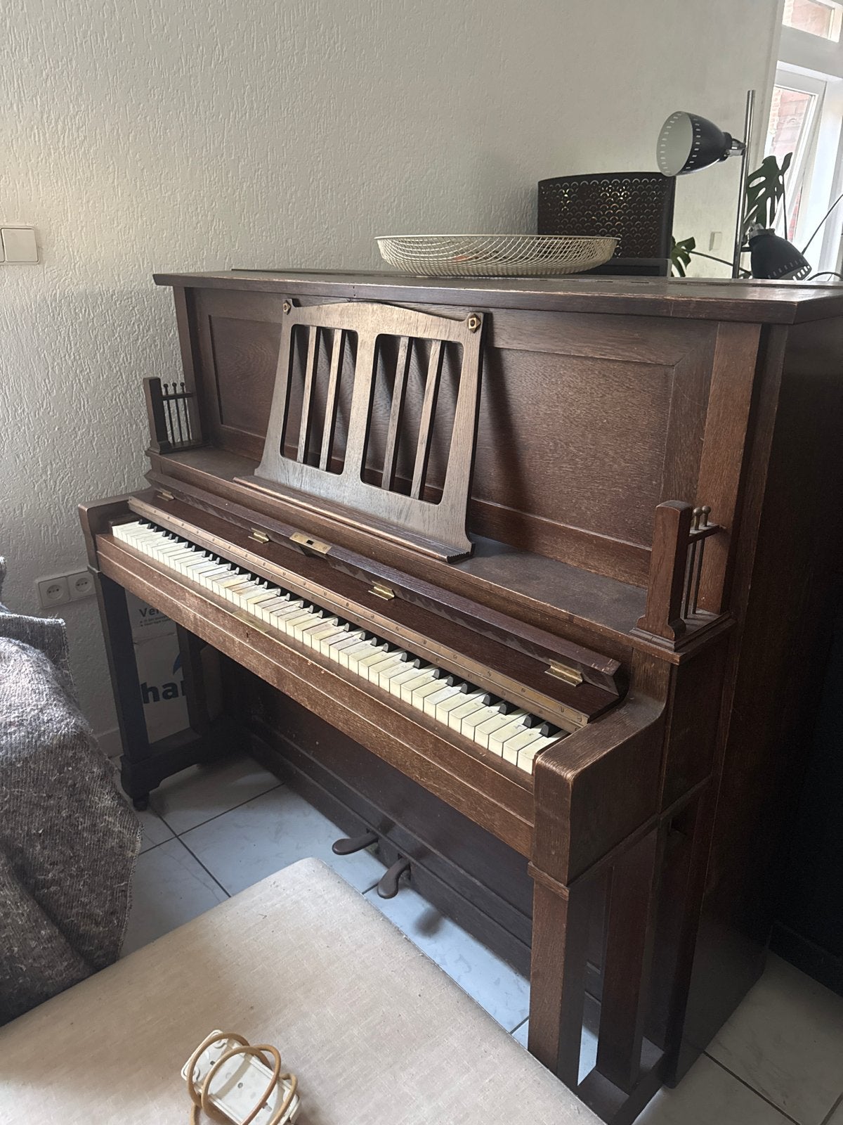 Oude piano, Muziek en Instrumenten, Piano's, Ophalen, Gebruikt, Bruin, Piano