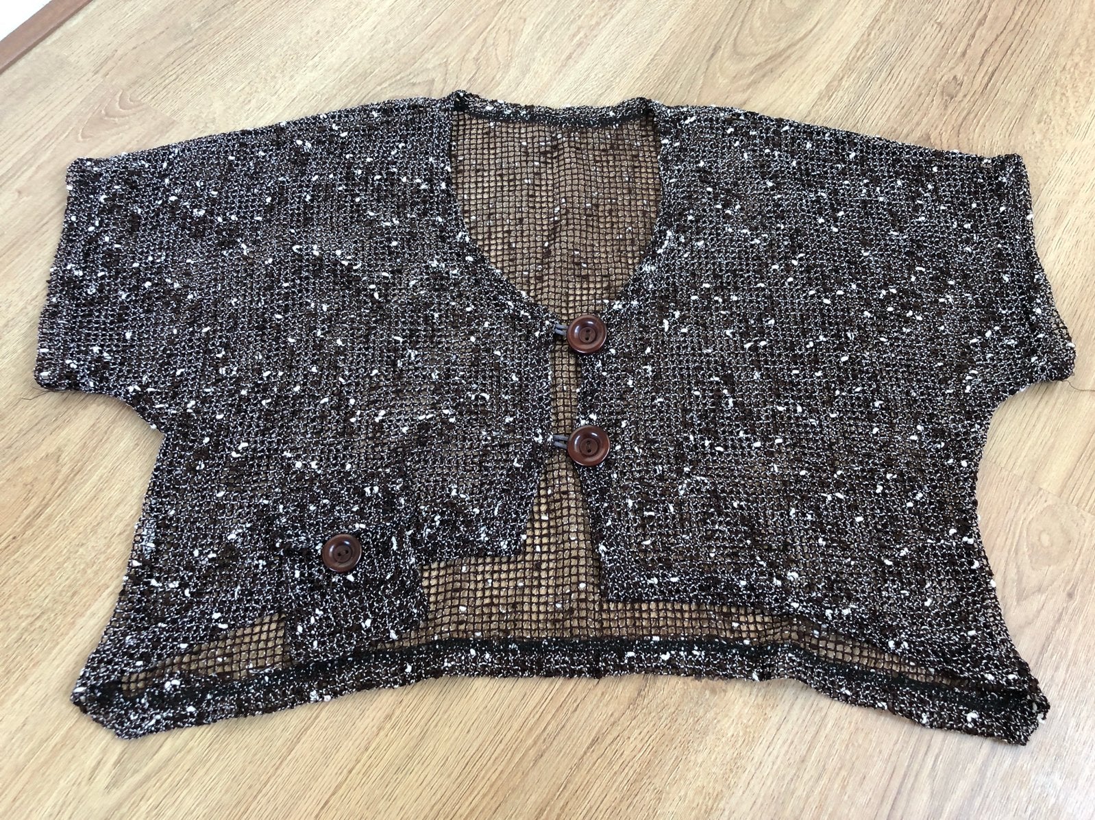 Gaas bolero over-vestje bruin wit, Bruin, Maat 46/48 (XL) of groter, Ophalen of Verzenden, Zo goed als nieuw