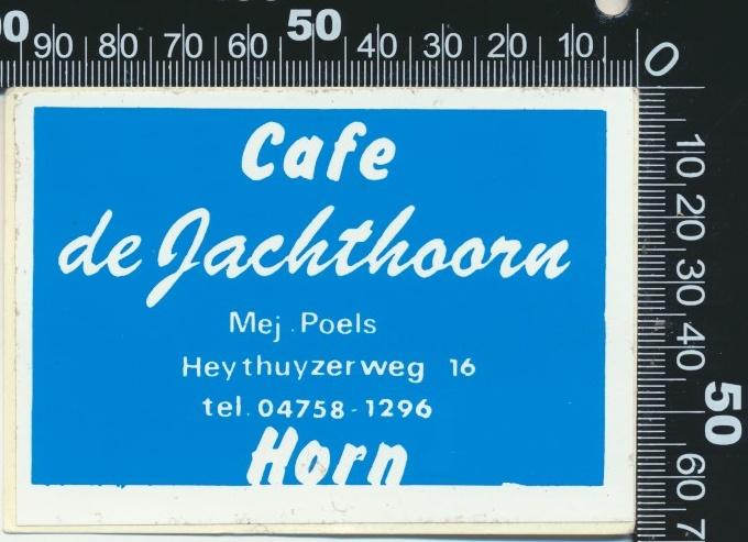Sticker: Cafe De Jachthoorn - Horn (Blauw), Ophalen of Verzenden, Zo goed als nieuw, Bedrijf of Vereniging