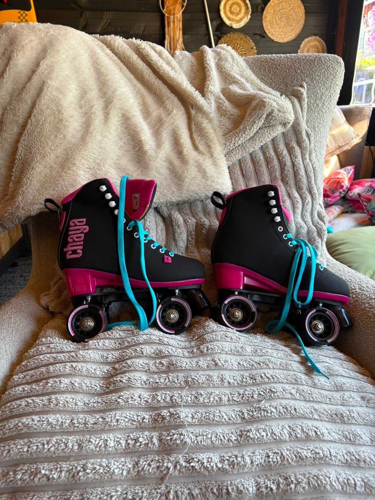 Chaya rolschaatsen - Maat 38 - Zwart/Roze, Ophalen, Zo goed als nieuw, Dames