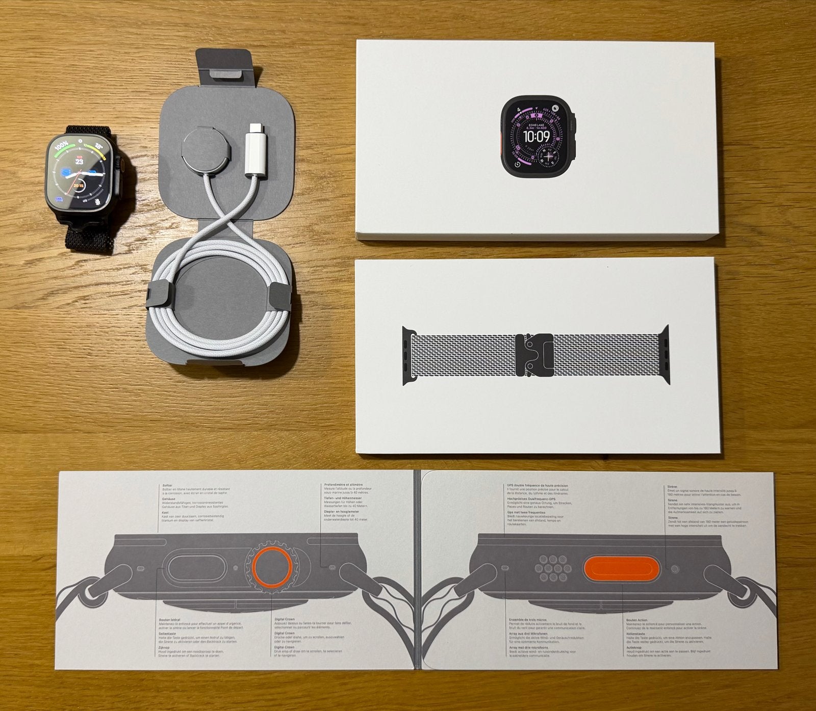 Apple Watch Ultra 3 Titanium Zwart met Milanese band, Afstand, Zwart, IOS, Ophalen of Verzenden