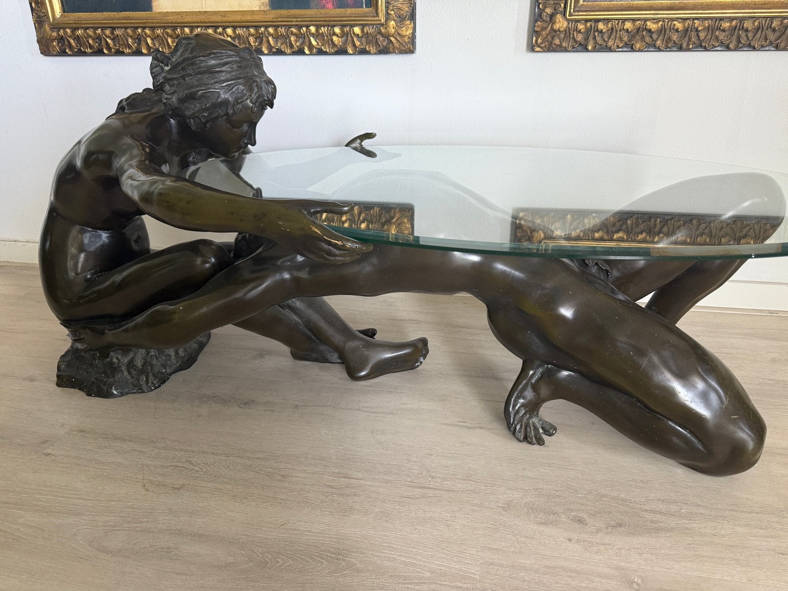 Massive Brons Salon Tafel + glasplaat, Ophalen