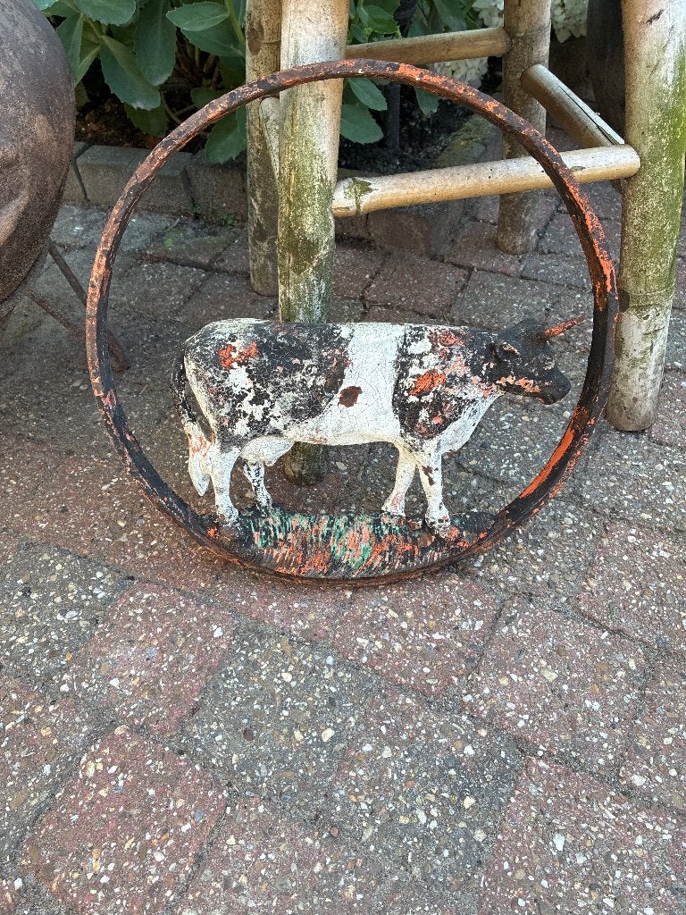 Gietijzeren stalornament koe Authentiek/ Brocante, Ophalen of Verzenden