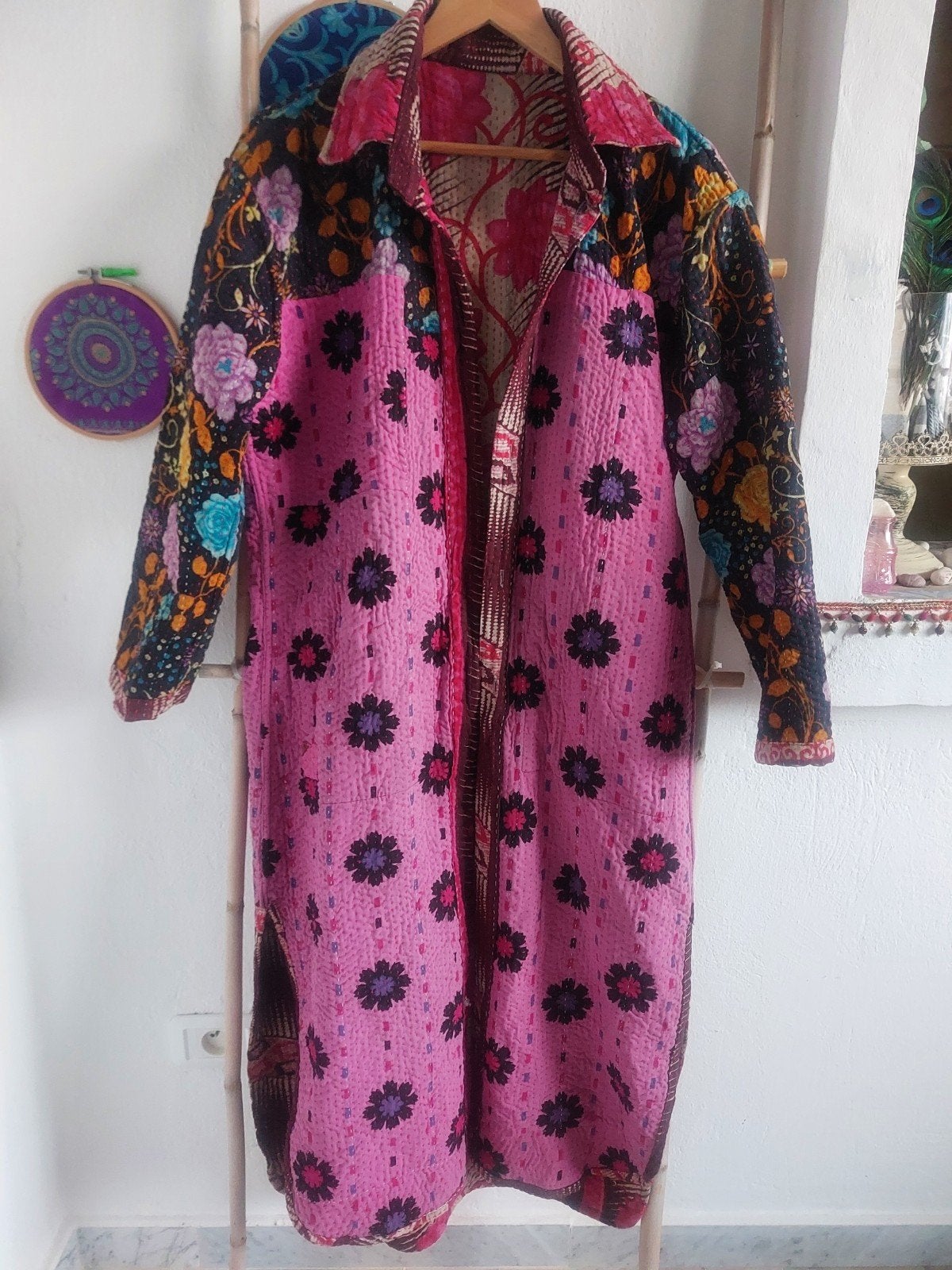 Unieke handgemaakte Kantha jas - aan twee kanten draagbaar, Kleding | Dames, Jassen | Zomer, Maat 38/40 (M), Nieuw, Handgemaakt