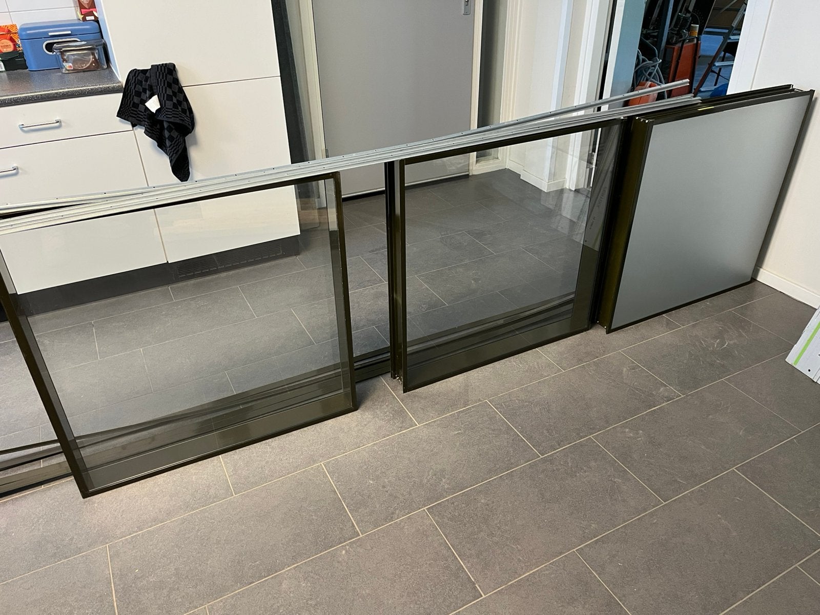 Aluminium binnenramen en kozijn ral 6009, Doe-het-zelf en Verbouw, Glas en Ramen, Ophalen, Gevelraam of Ruit, 80 tot 120 cm, 80 tot 120 cm