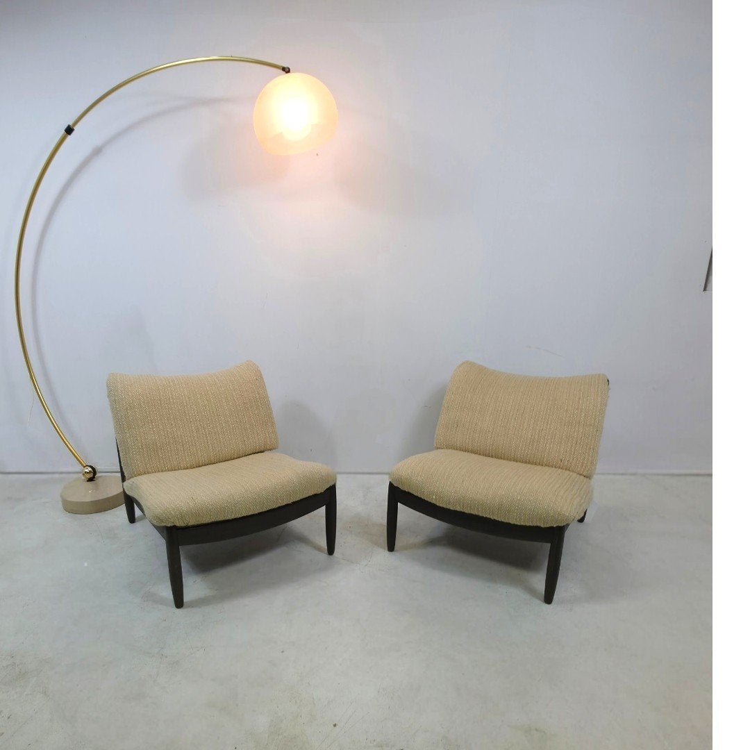 4x fauteuil Carl Straub 60s brutalist modulair wol bekleding, Ophalen, Gebruikt, 75 tot 100 cm, 50 tot 75 cm