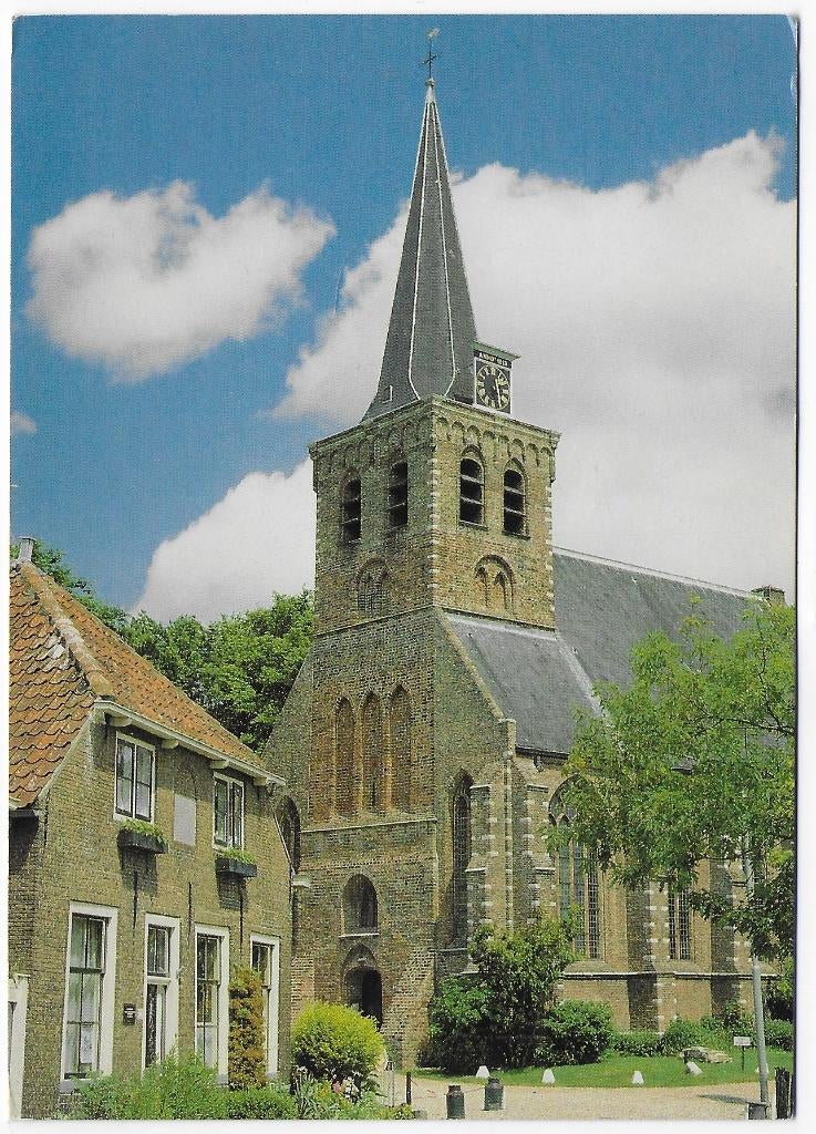t Woudt Kerk met Schoolhuis Ongelopen Ansichtkaart (B4785 ), Ophalen of Verzenden, 1980 tot heden, Ongelopen