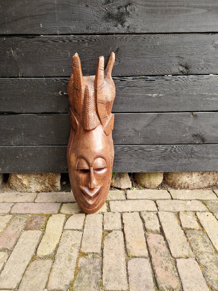 (Handgesneden) Afrikaanse houten masker, Antiek en Kunst, Kunst | Beelden en Houtsnijwerken, Ophalen, Hout, Masker, 20 - 50 cm
