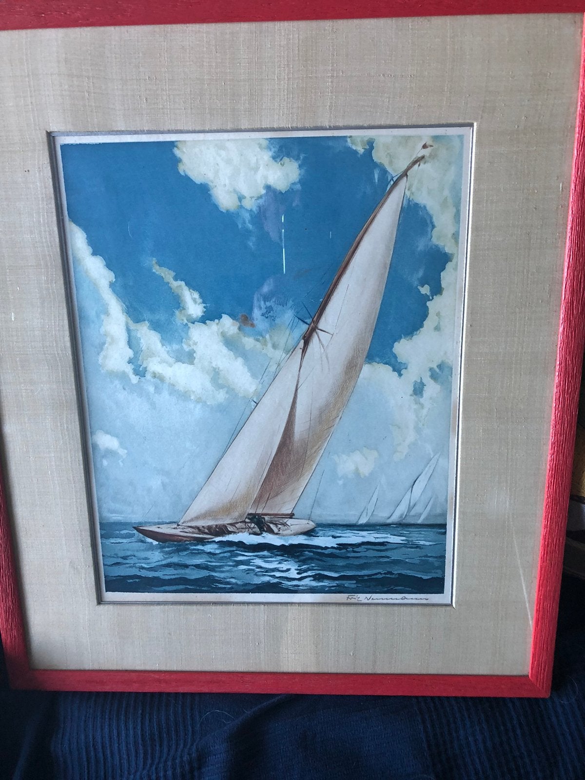 Een aquarel met scherenkruiser van bekende Duitse kunstenaar, Ophalen, Zo goed als nieuw, Interieur en Kussens