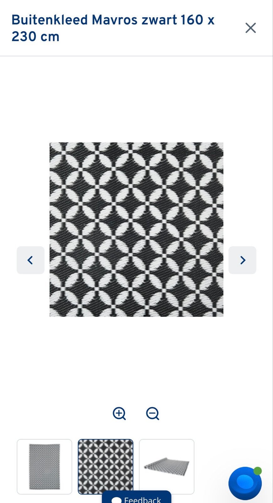 Buitenkleed Mavros zwart 160 x 230 cm, Huis en Inrichting, Stoffering | Tapijten en Kleden, Gebruikt, Zwart, 150 tot 200 cm, 200 cm of meer